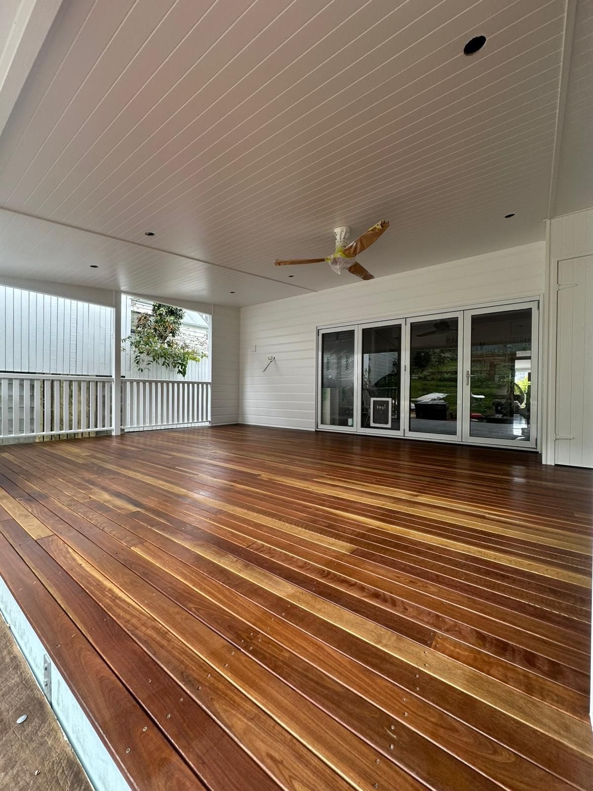 Large covered entertaining deck after oiling