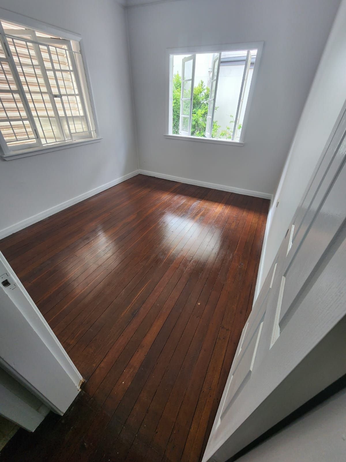 Hardwood floor after sanding and resealing